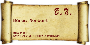 Béres Norbert névjegykártya